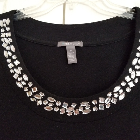 2for$25 APT 9 Rhinestone Embellished Black Blouse - Picture 3 of 8